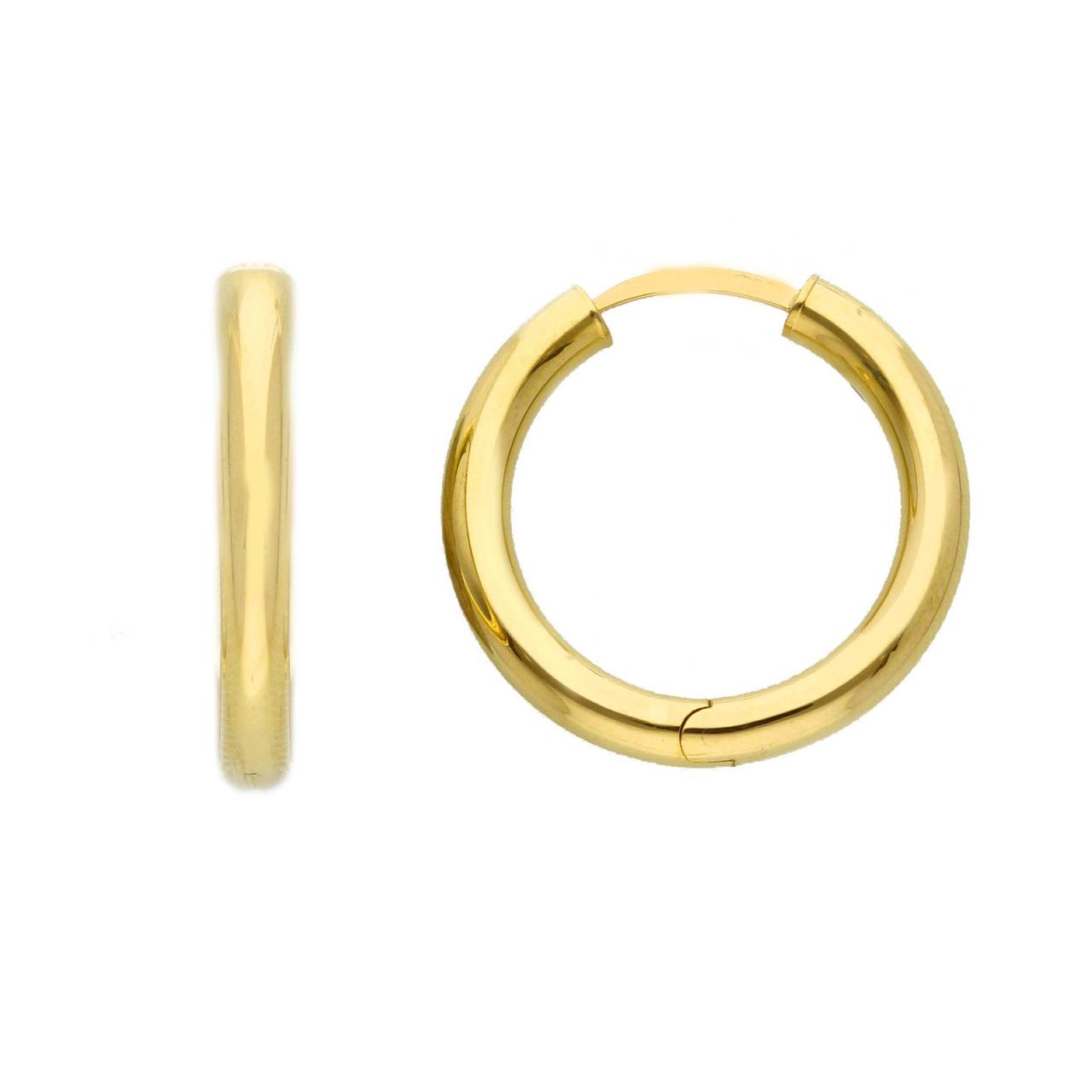 18ct yellow gold hoop earrings 15mm