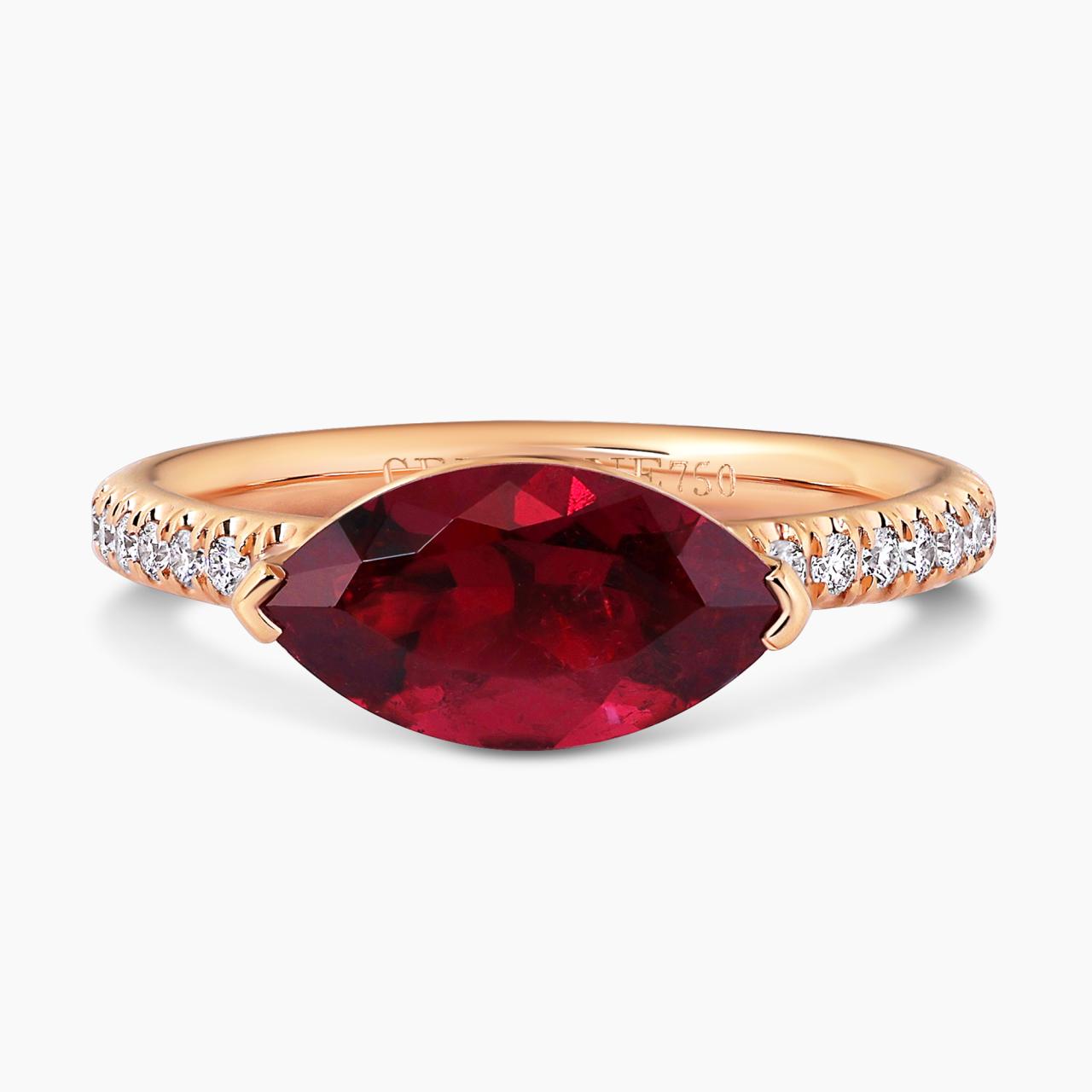 18ct rose gold 1.76ct marquise Rubellite tourmaline and diamond ring