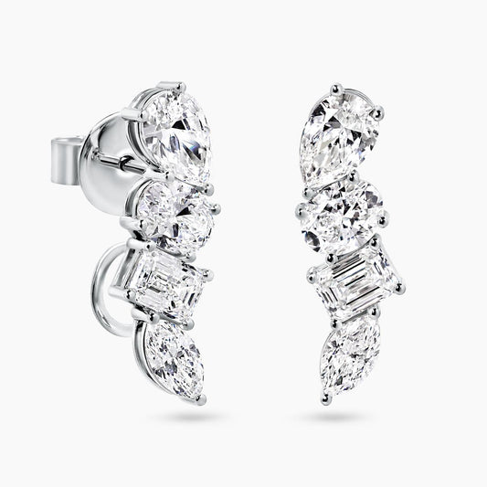 18ct white gold marquise, pear, emerald and oval cut diamond earrings