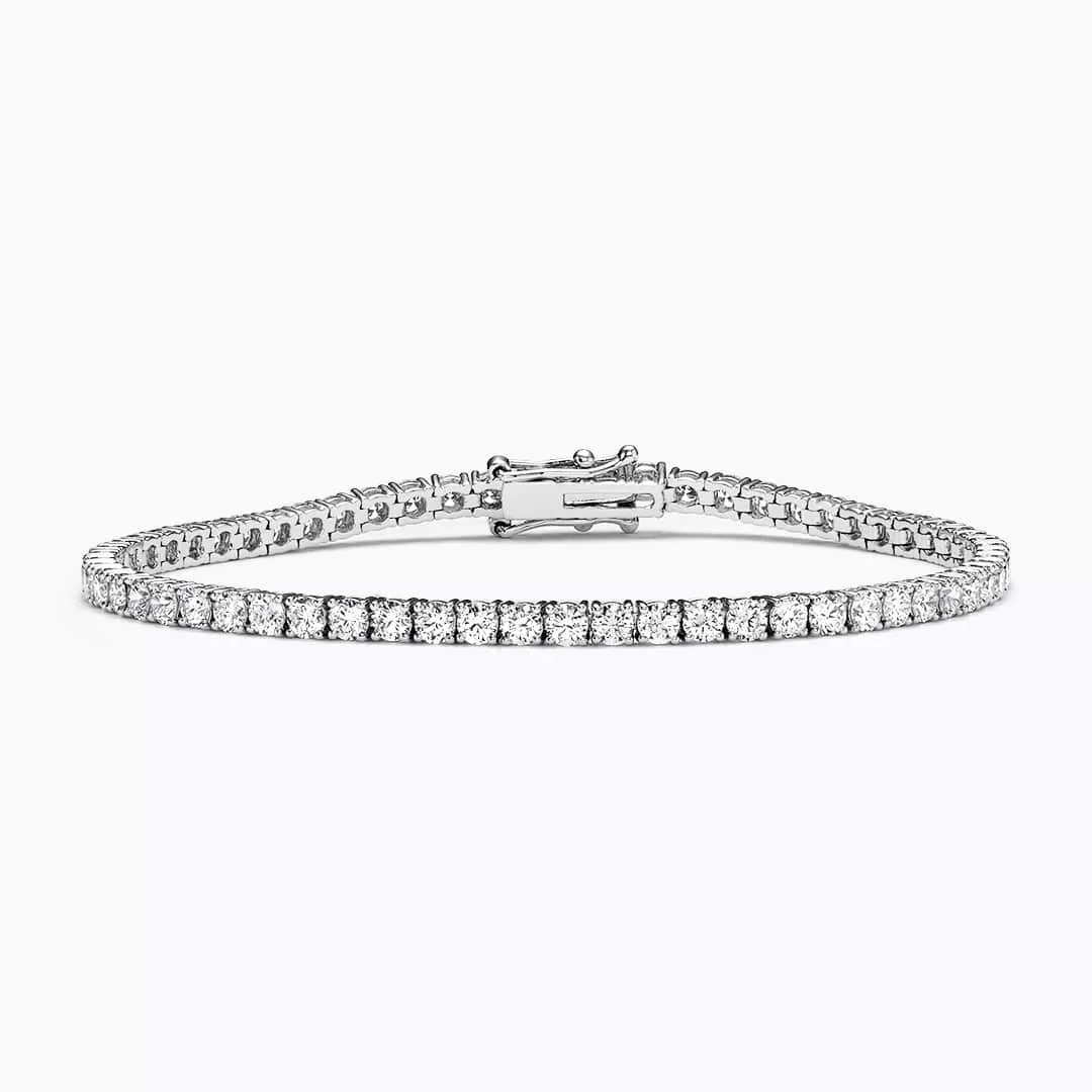 18ct white gold 51=6.91ct DF VVS-VS round brilliant cut LAB Grown Diamond Tennis bracelet in a four claw setting