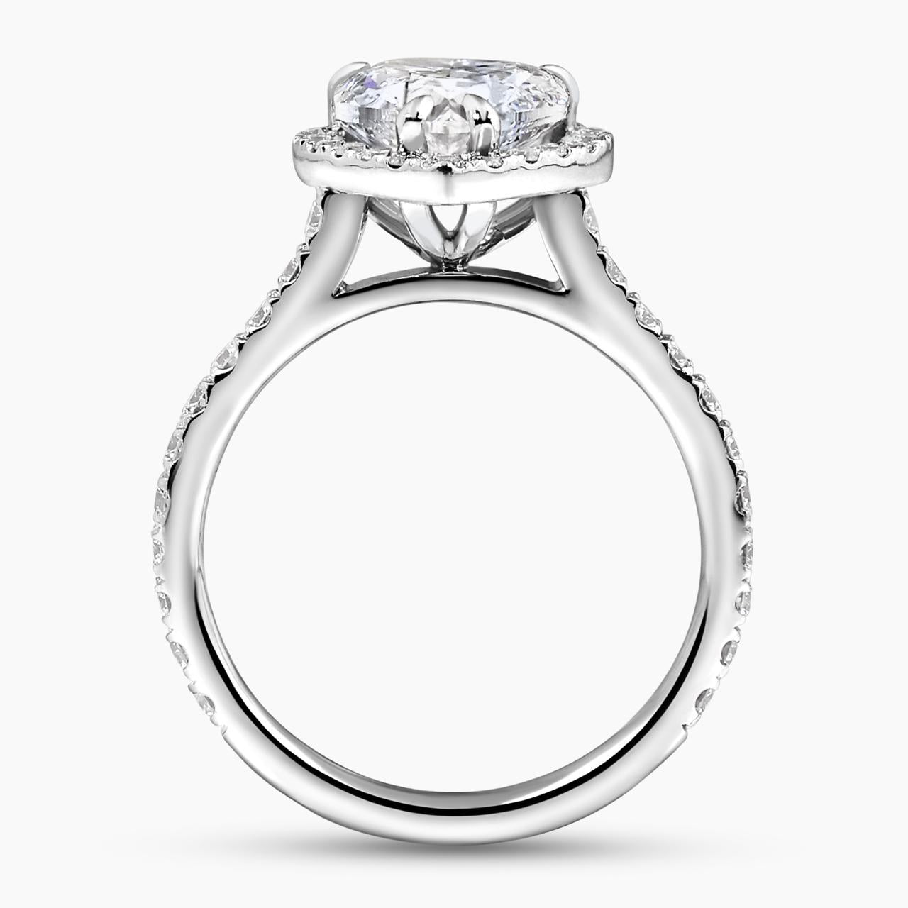 18ct white gold 1.51ct heart and round brilliant cut diamond halo ring