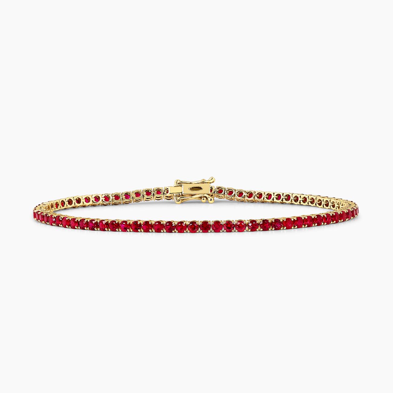 18ct yellow gold claw set ruby bracelet