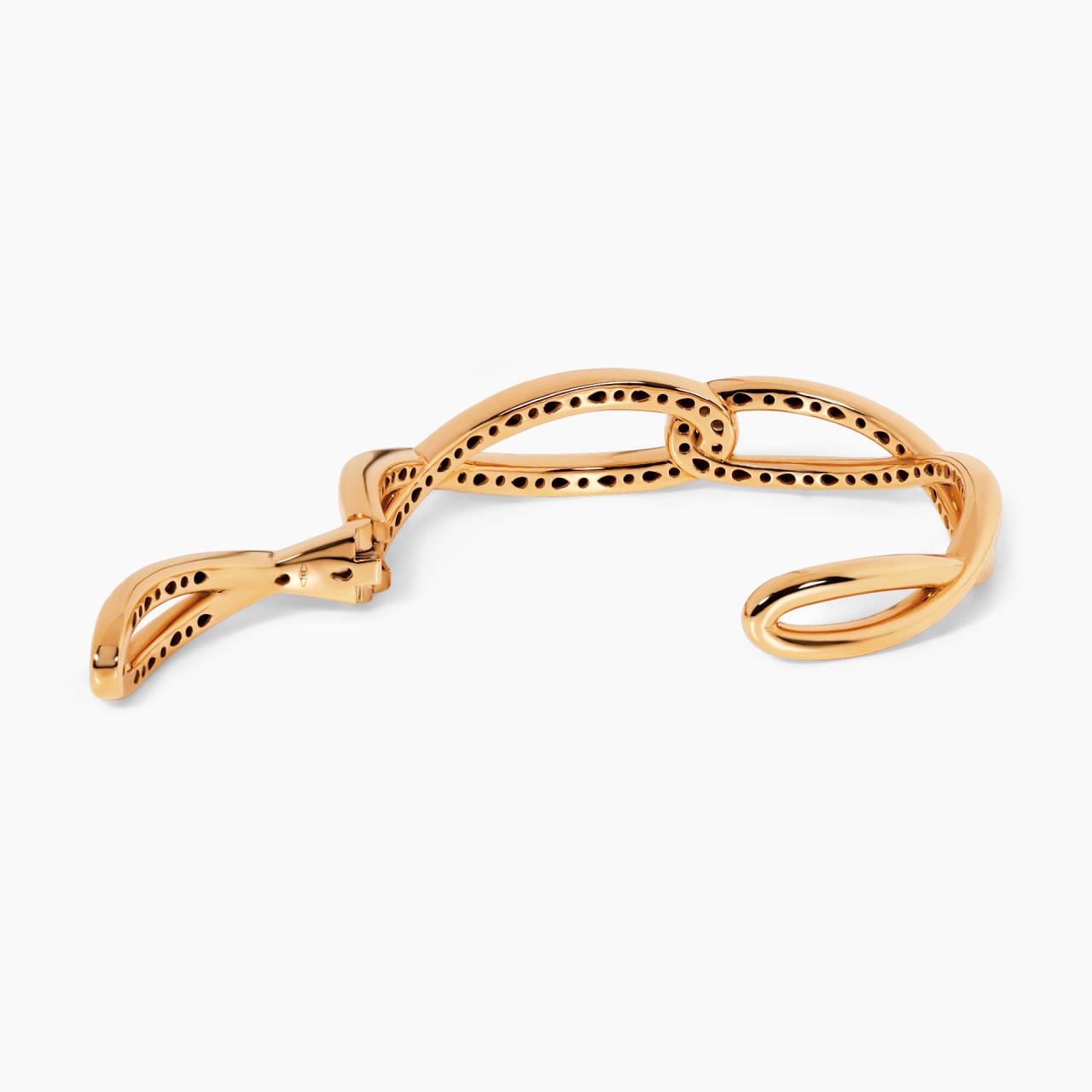 18ct rose gold diamond set hinged bangle