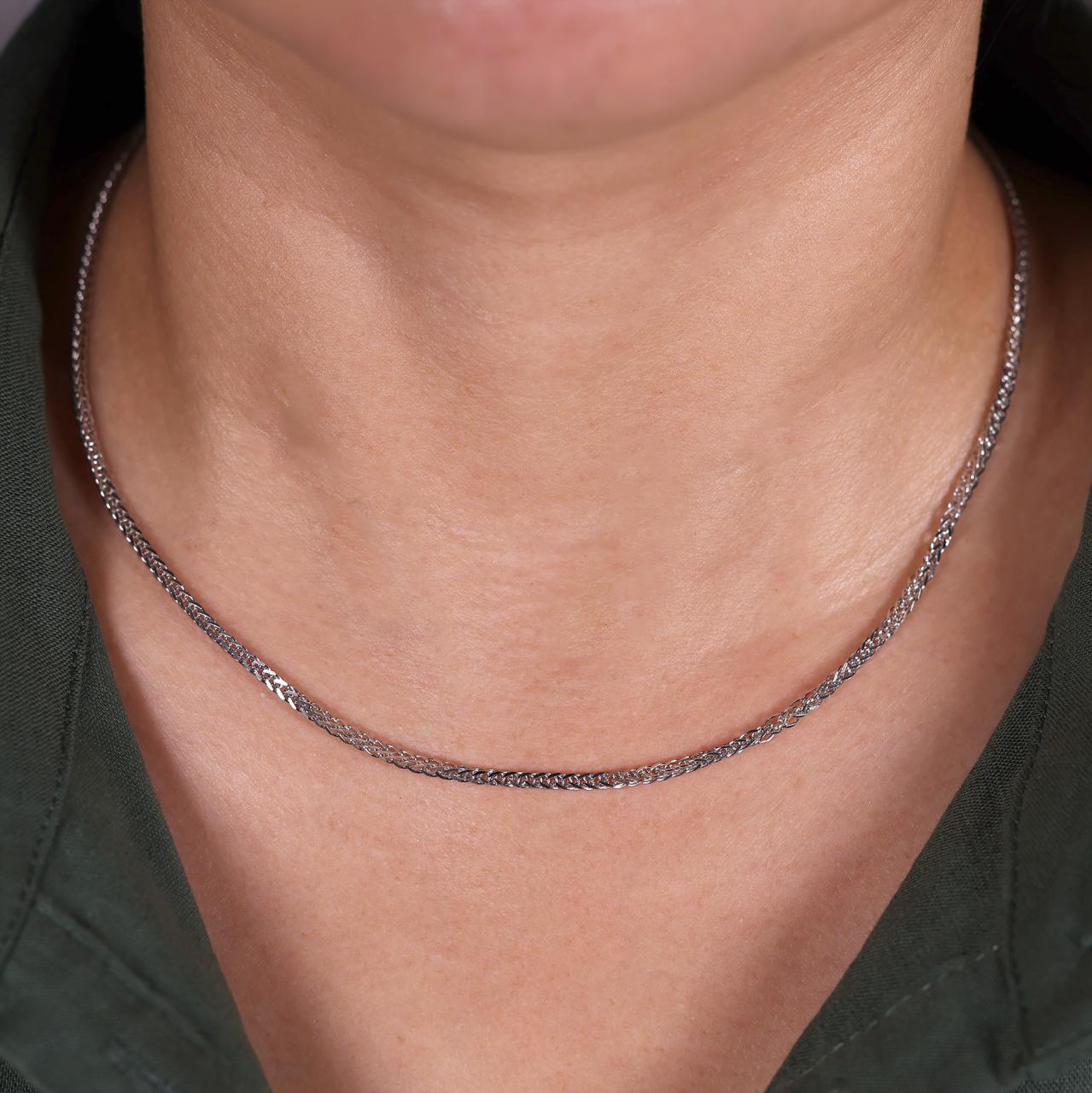 Platinum 45cm foxtail chain with a lobster clasp on the neck