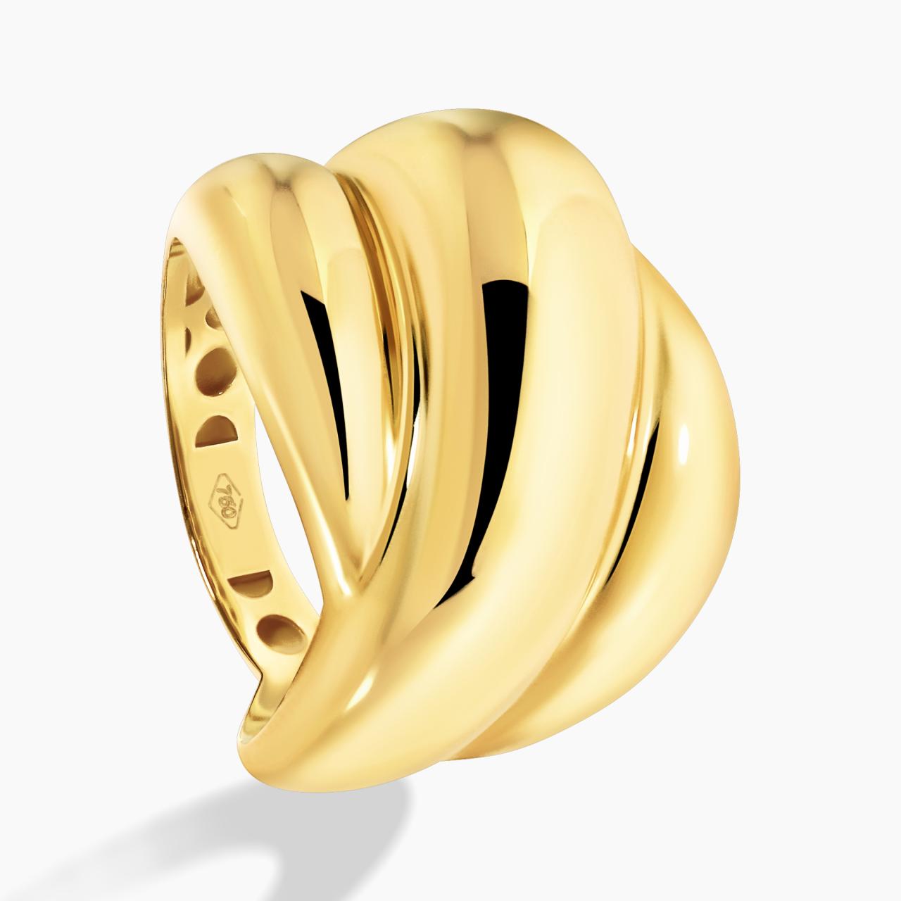 18ct yellow gold hollow fancy dome ring side view