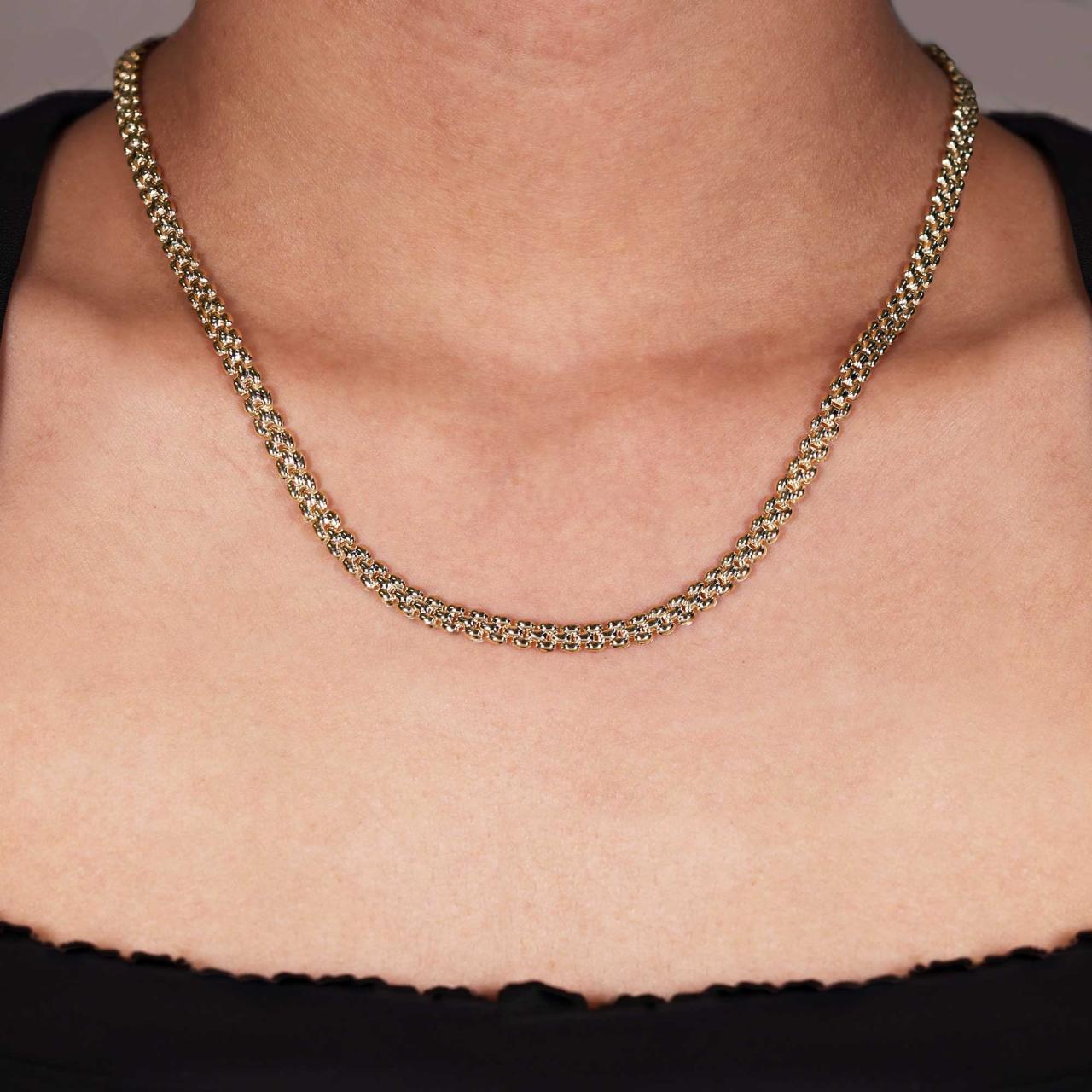 18ct yellow gold 45cm brick link chain with lobster clasp