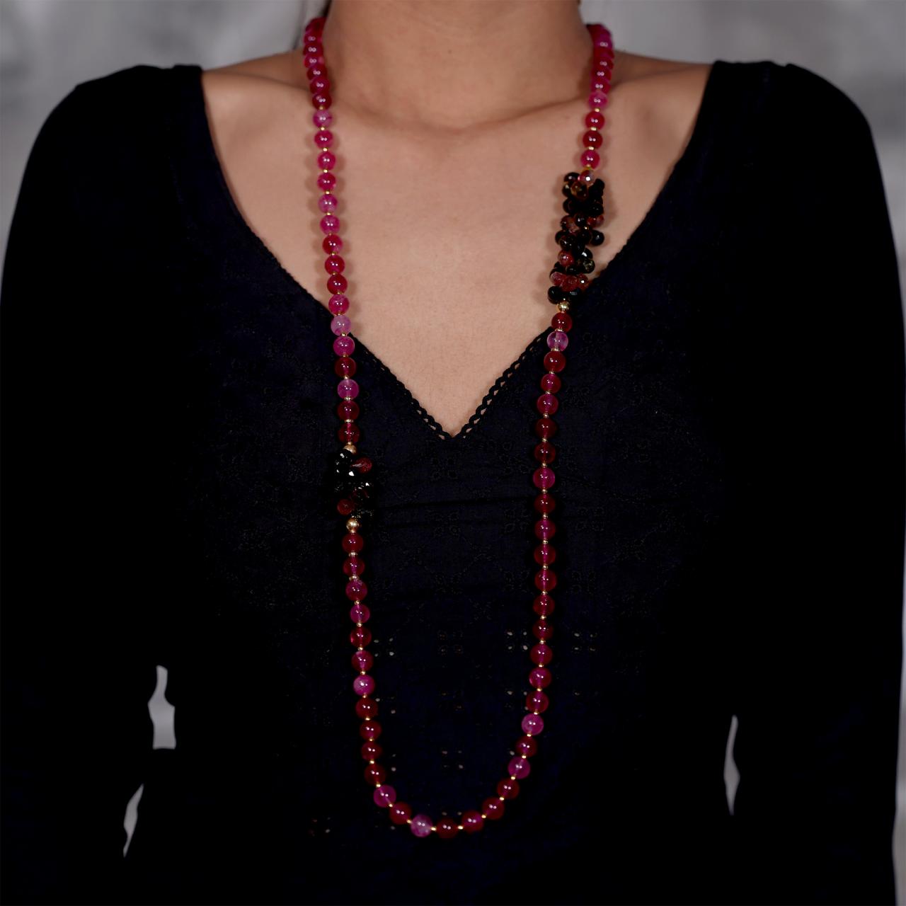 Quartz and fluorite beads necklace with gold-plated silver fittings from the Carmela Cerrone Collection