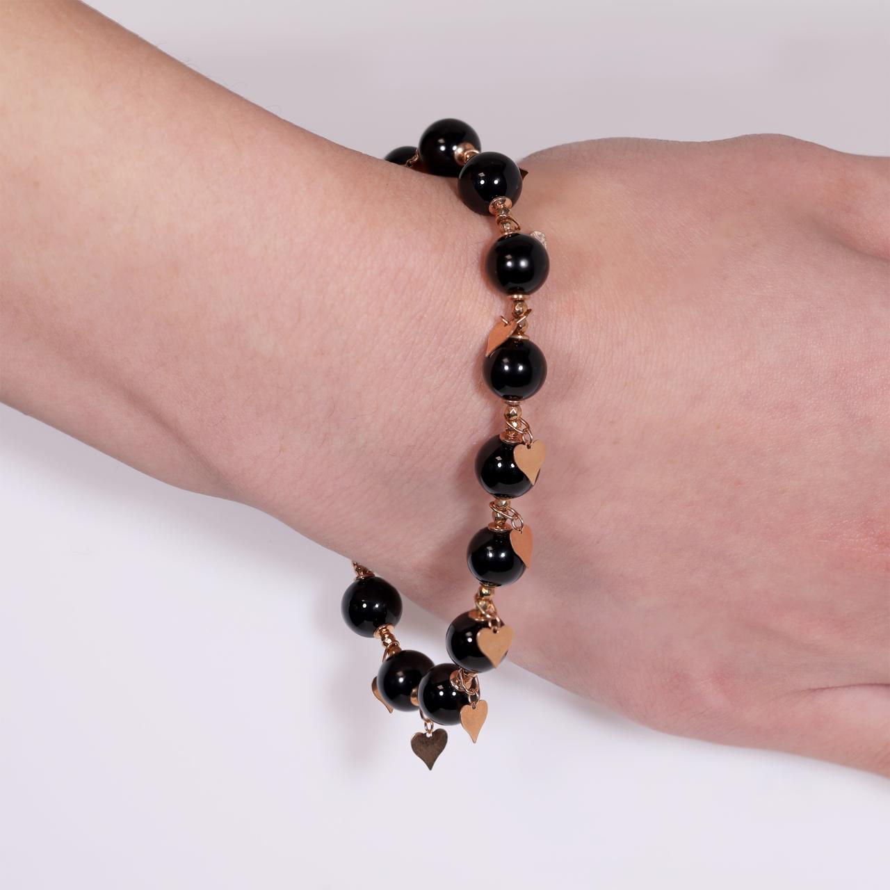 Onyx beads bracelet with gold plated silver fittings from the Carmela Cerrone Collection