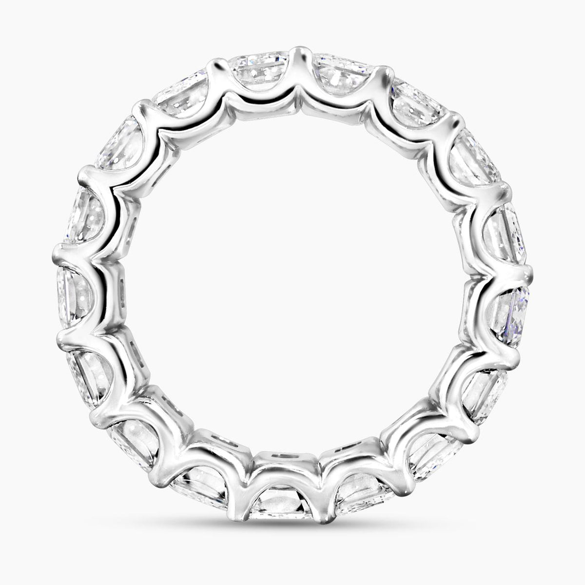 18ct white gold full circle 9.69ct emerald cut LAB Grown diamond ring side setting