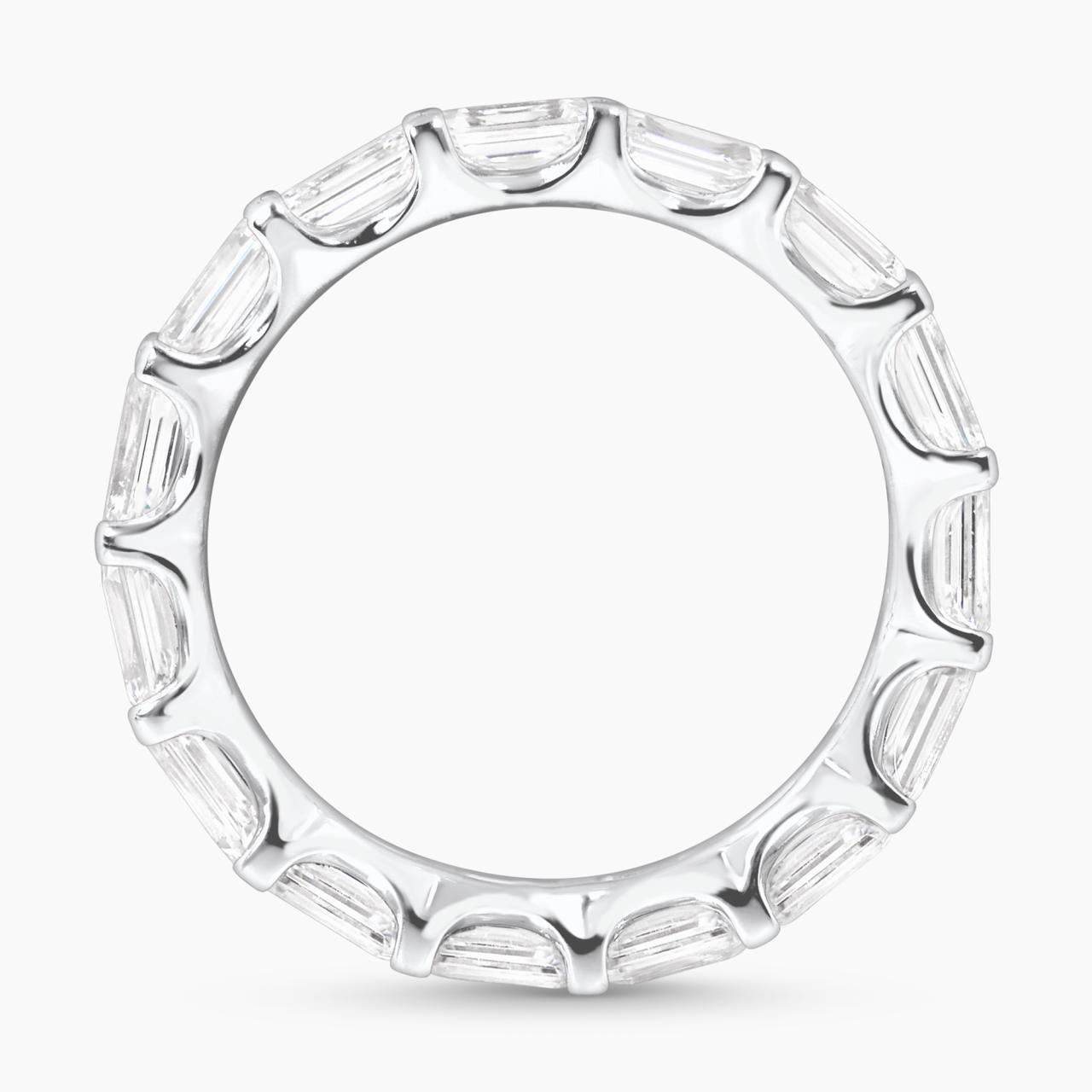 Platinum emerald cut diamond ring side setting