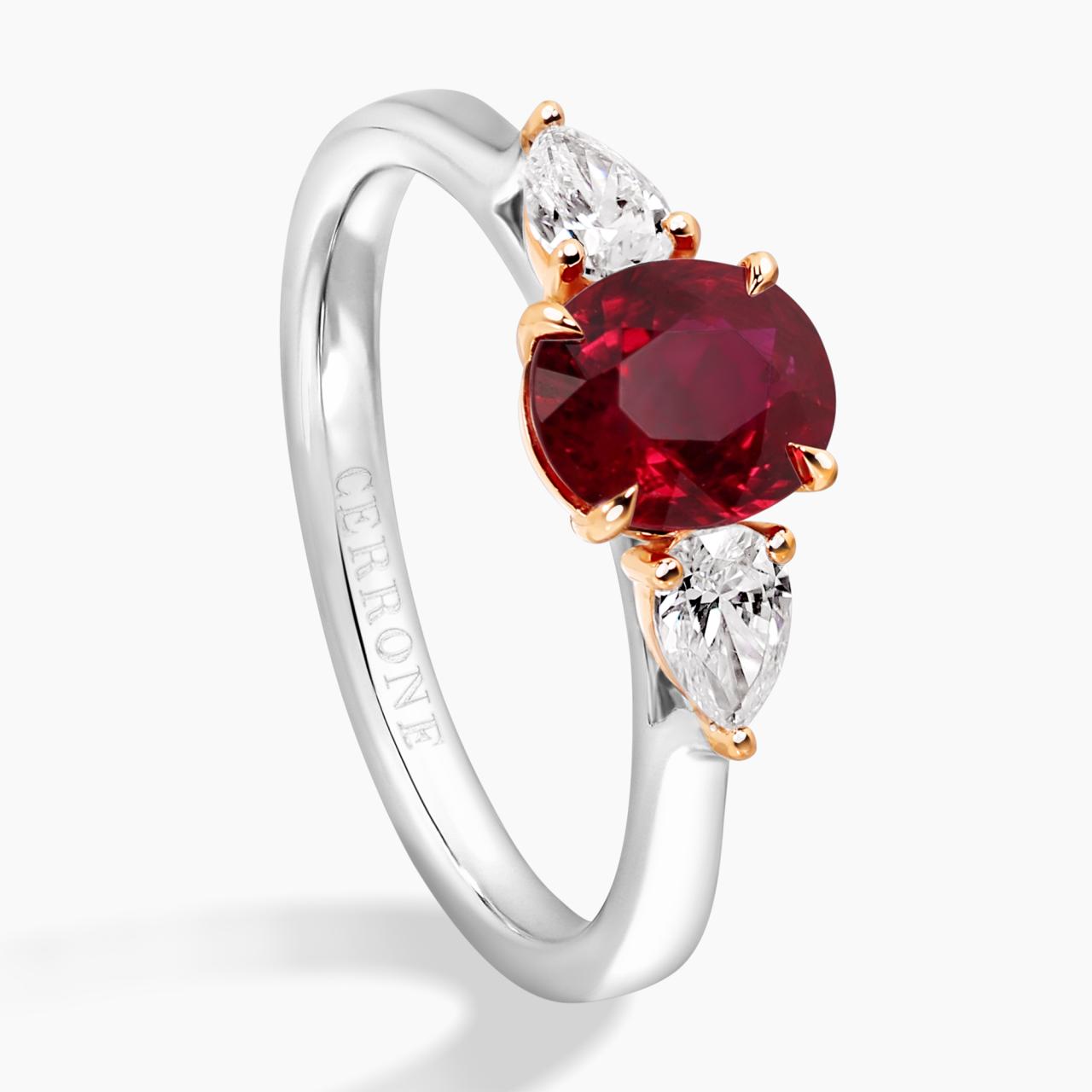 18ct white & rose gold ruby & diamond ring