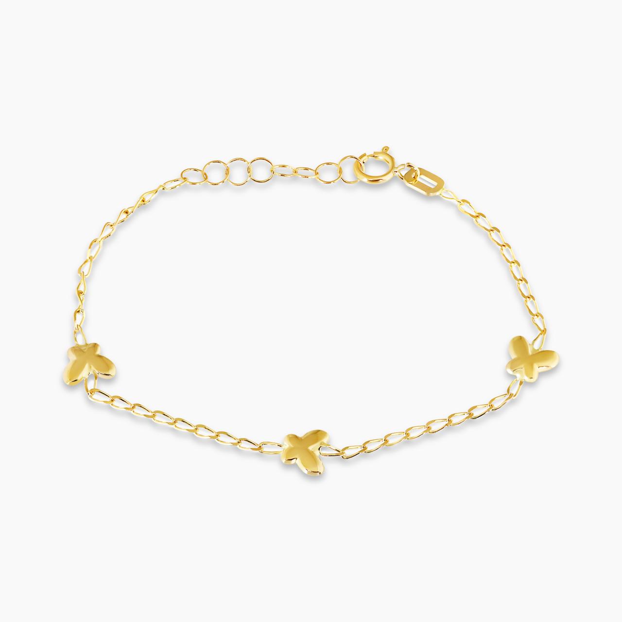 18ct yellow gold butterflies baby bracelet with spring ring clasp