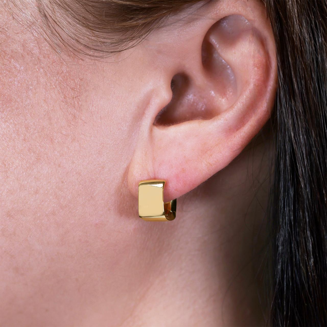 18ct yellow gold chunky square hoop earrings