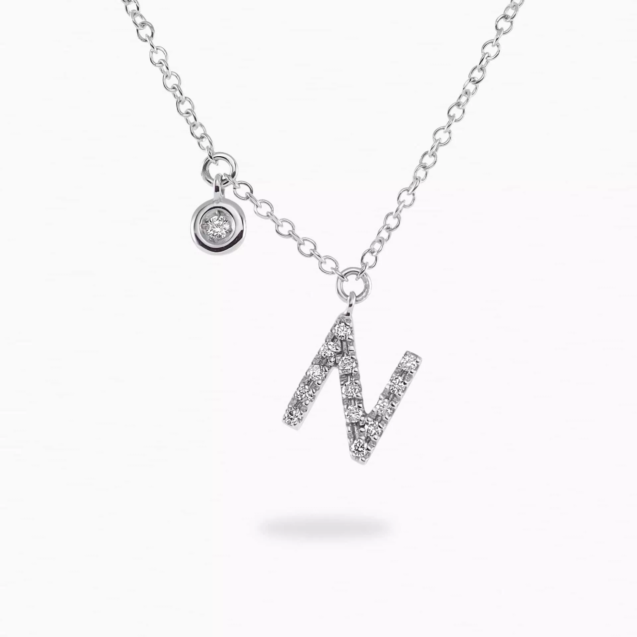 18ct white gold diamond Initial ‘N’ Necklace