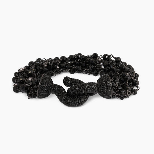 Black spinel beads and cubic zirconia bracelet with a silver black rhodium black zirconia clasp from The Carmela Cerrone Cabaret Collection