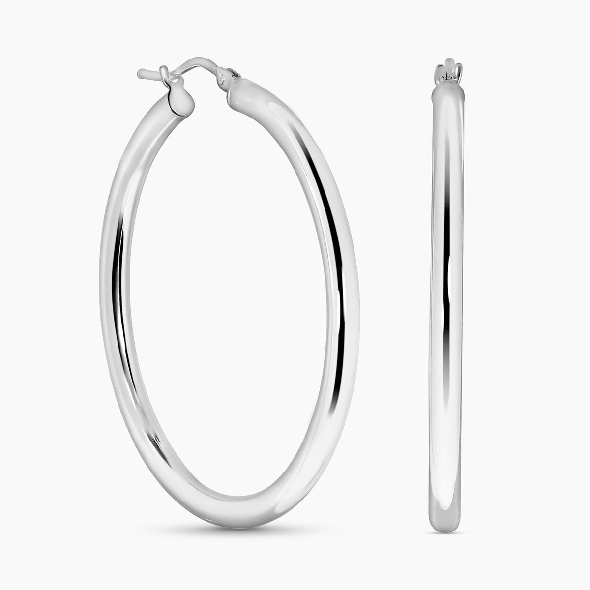 18ct white gold 30mm hollow hoop earrings