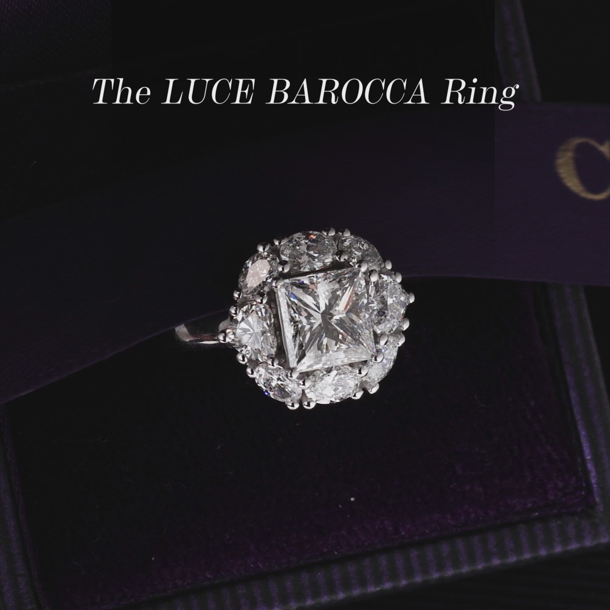 18ct white gold 2.00ct princess, oval and heart cut diamond halo ring video