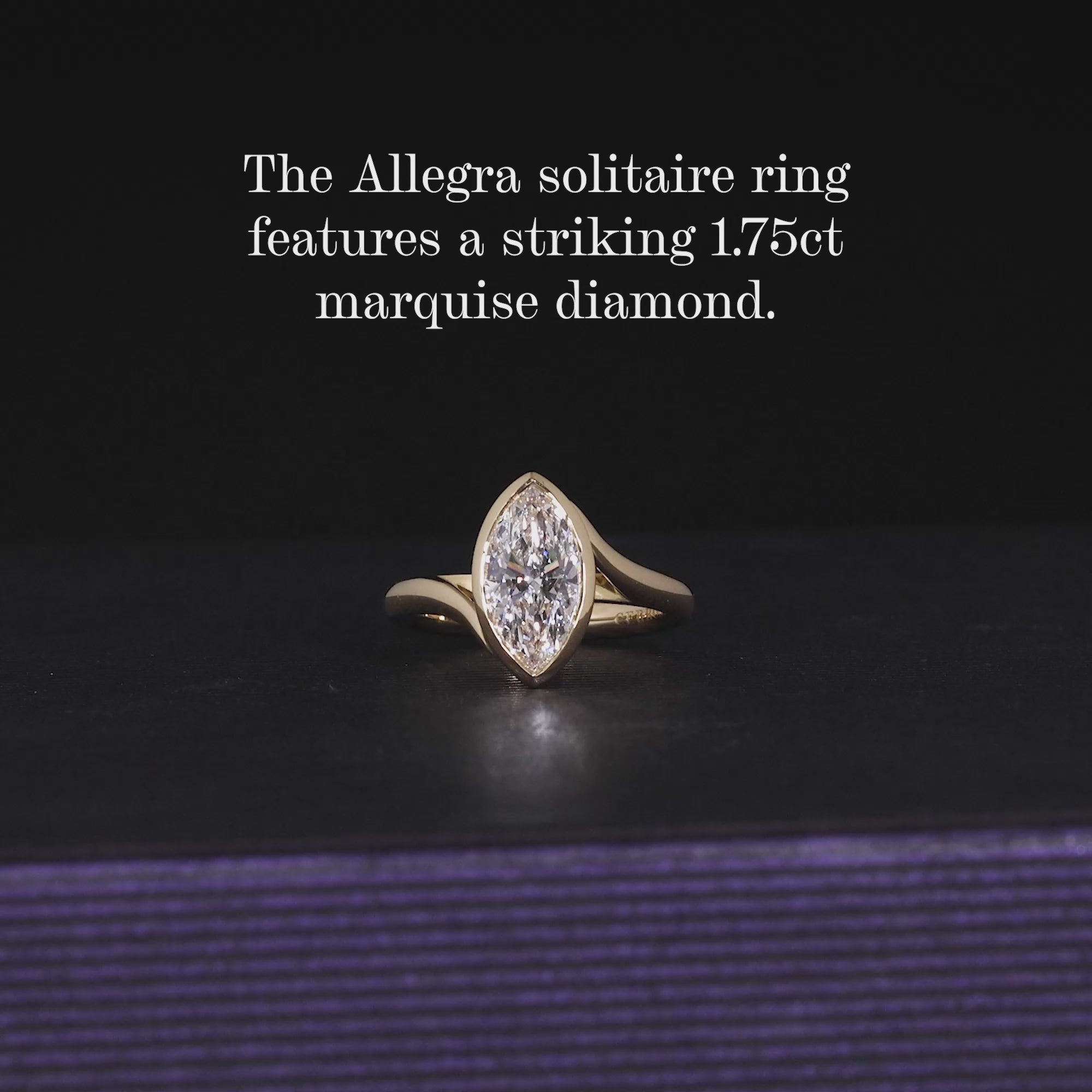 18ct yellow gold marquise cut LAB Grown Diamond solitaire engagement ring in a bezel setting
