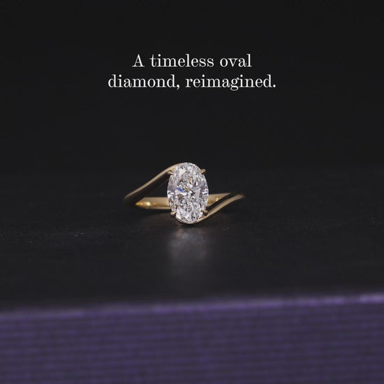 18ct yellow gold oval lab grown diamond solitaire ring