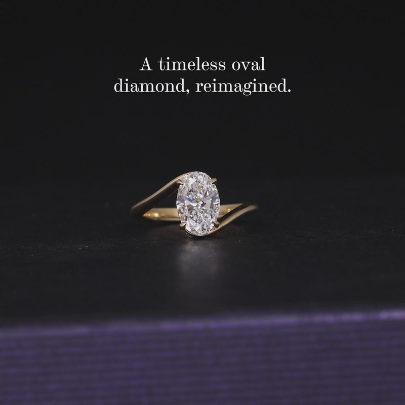 18ct yellow gold oval lab grown diamond solitaire ring