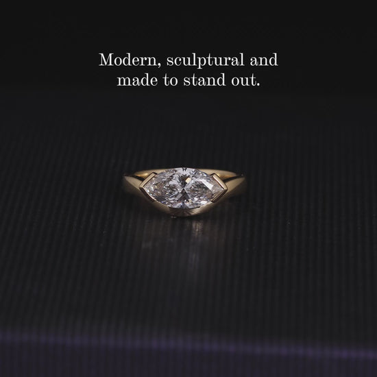 18ct yellow gold marquise lab grown diamond ring in a four claw setting video