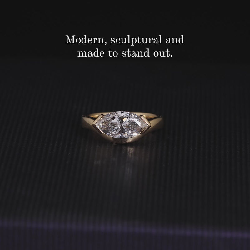 18ct yellow gold marquise lab grown diamond ring in a four claw setting video