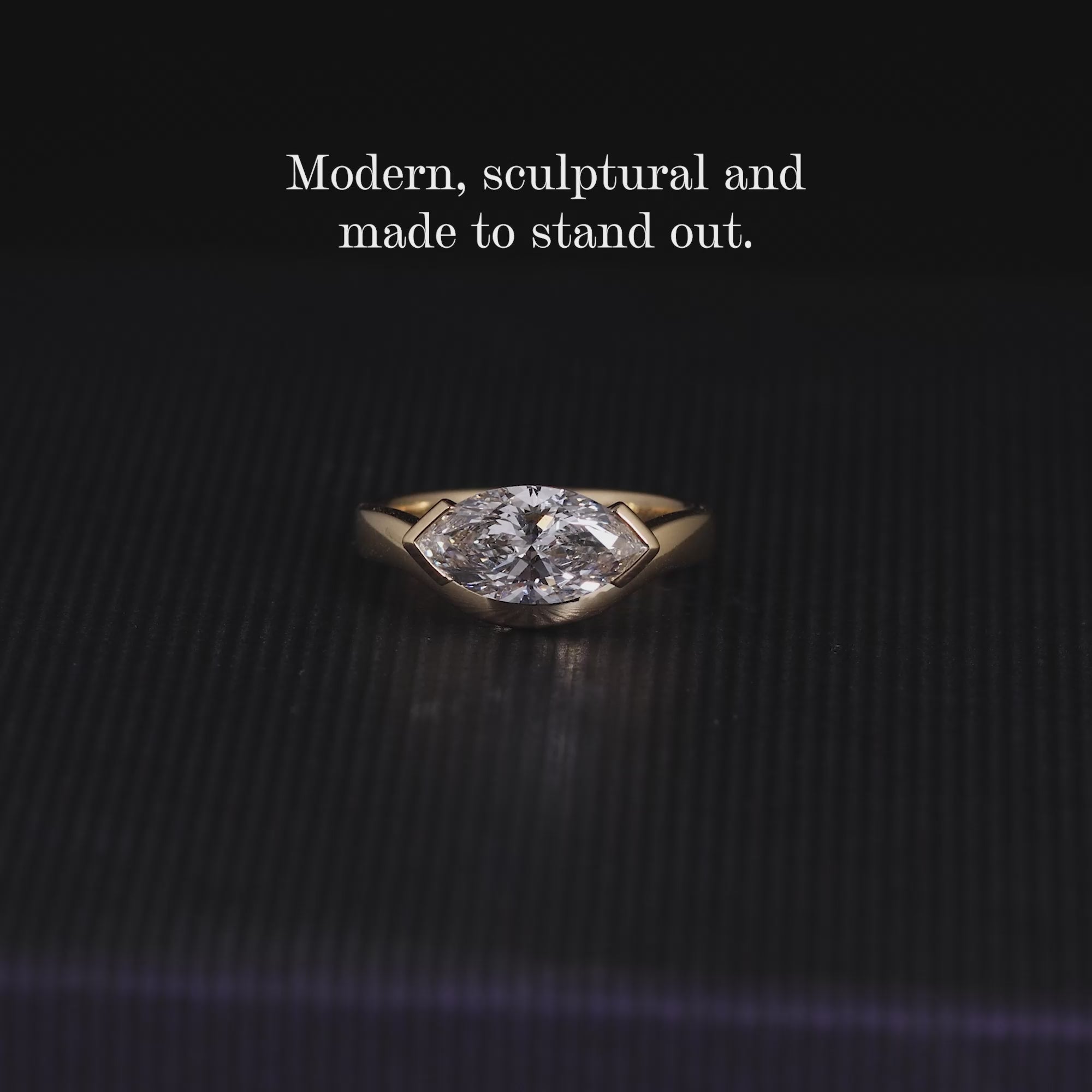 18ct yellow gold marquise lab grown diamond ring in a four claw setting video
