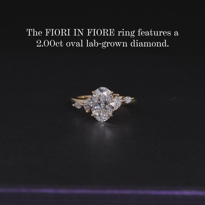 18ct yellow gold oval lab grown diamond ring with pear and marquise shaped lab grown diamonds video