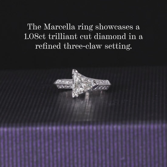 18ct White gold trilliant diamond engagement ring in a three claw setting
