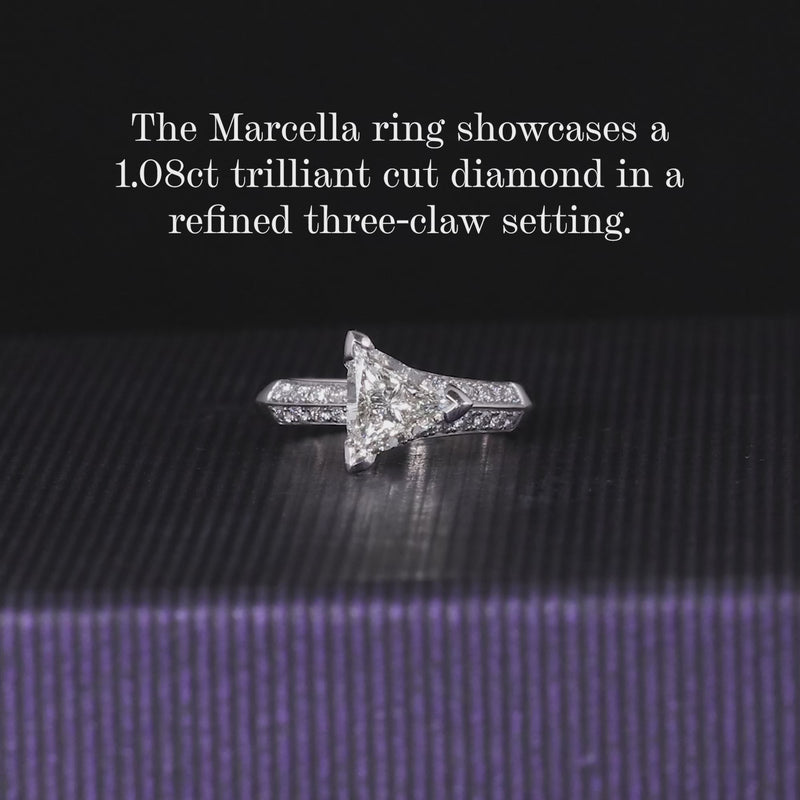 18ct White gold trilliant diamond engagement ring in a three claw setting