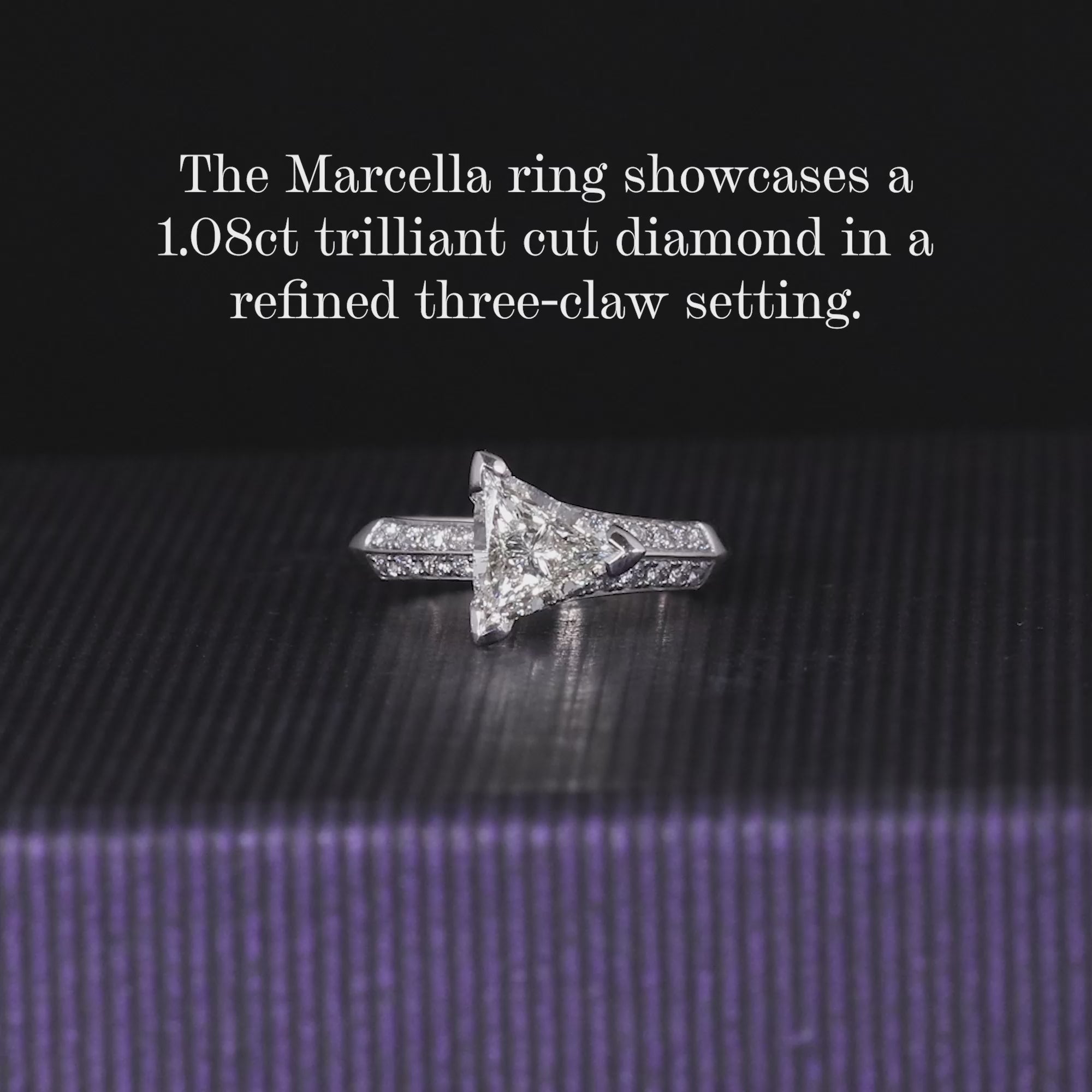 18ct White gold trilliant diamond engagement ring in a three claw setting