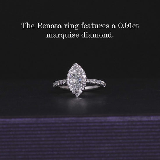 18ct white gold marquise diamond engagement ring with halo video