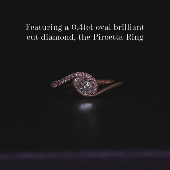 18ct rose gold oval brilliant cut diamond ring with Argyle RBC diamond band video