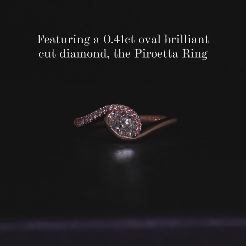 18ct rose gold oval brilliant cut diamond ring with Argyle RBC diamond band video