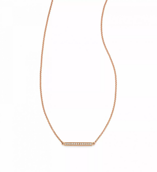 18ct rose gold diamond bar necklace