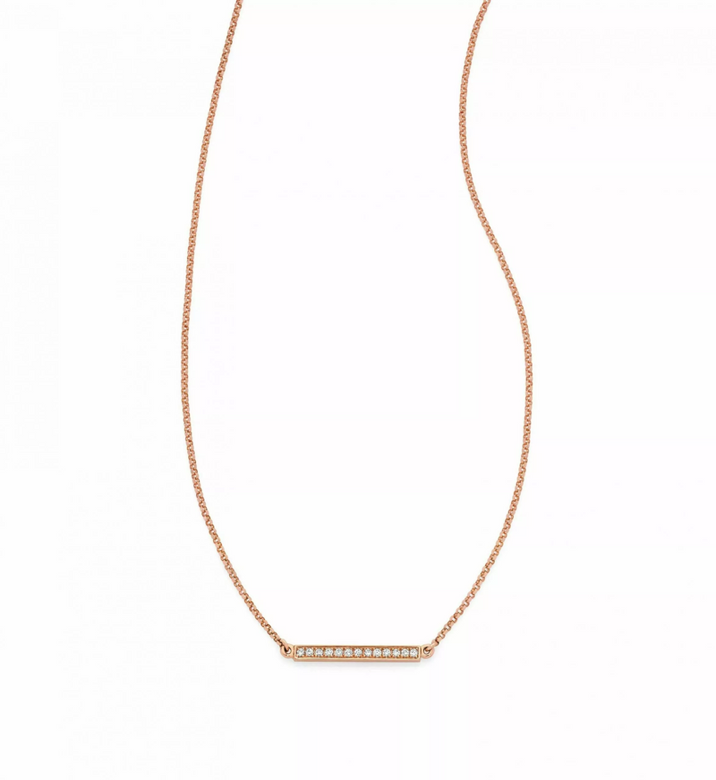 18ct rose gold diamond bar necklace