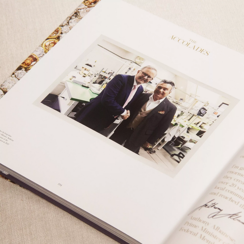 50th Anniversary commemorative Cerrone coffee table book nic with prime minister anthony albanese