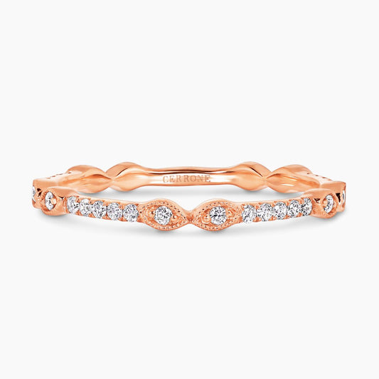 18ct rose gold diamond set stacking rings