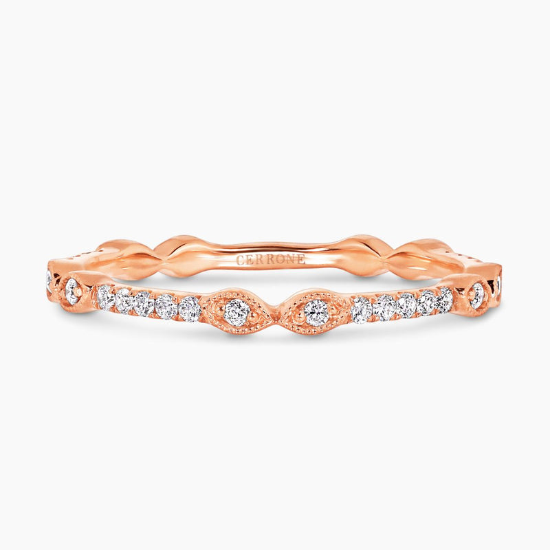 18ct rose gold diamond set stacking rings