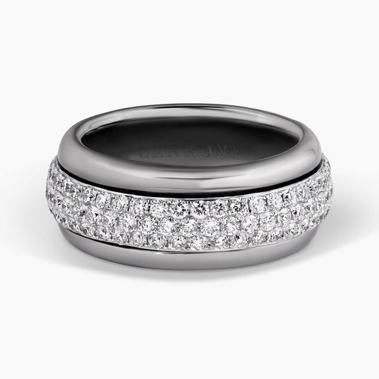 18ct Two Tone Pave Diamond mens Ring