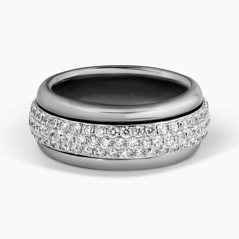 18ct Two Tone Pave Diamond mens Ring