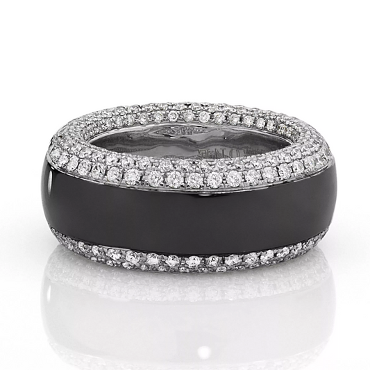 18ct Two Tone Gold Diamond Mens Ring