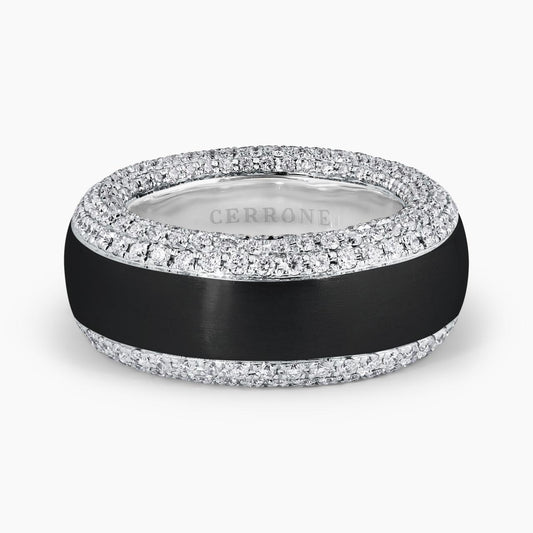 18ct Two Tone Gold Diamond Mens Ring