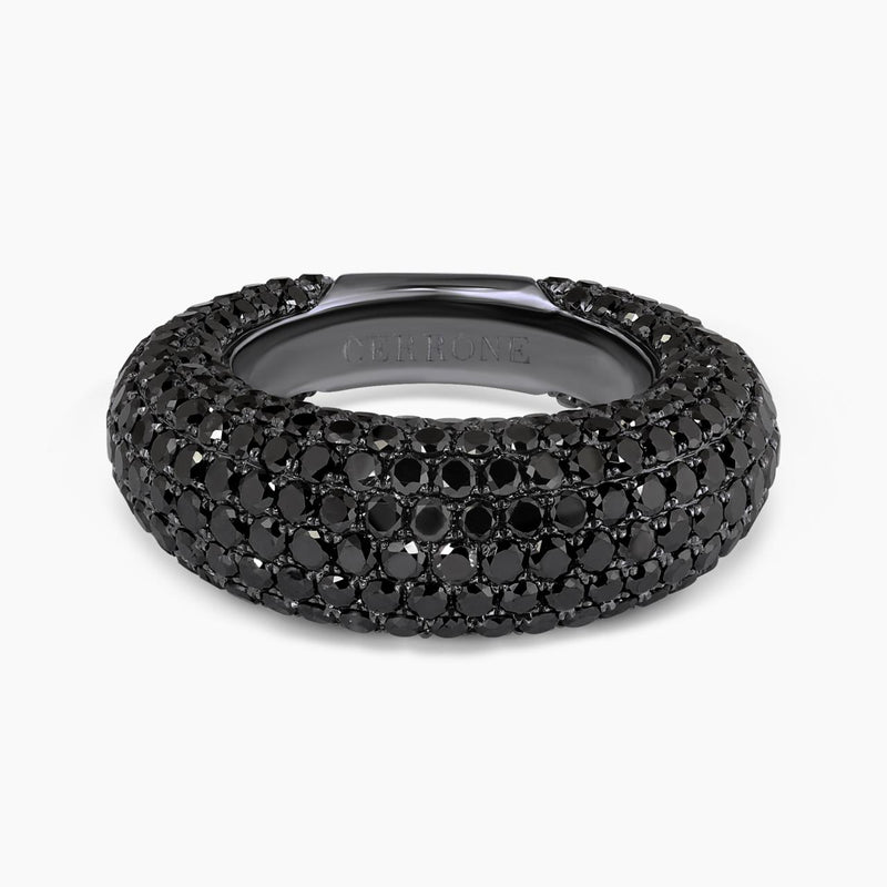 18ct black gold round brilliant cut black diamond ring