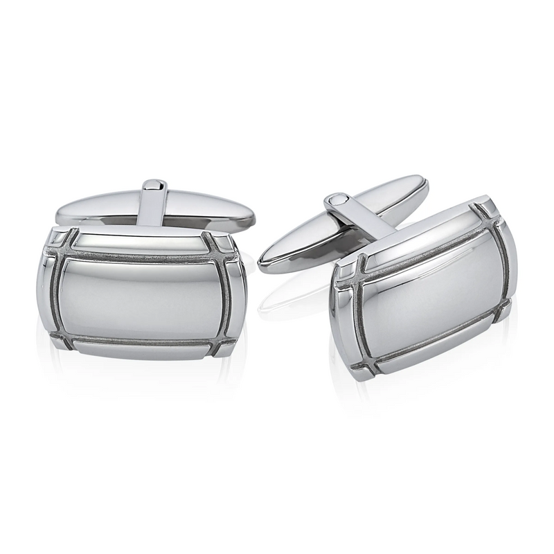Stainless steel groove border cufflinks