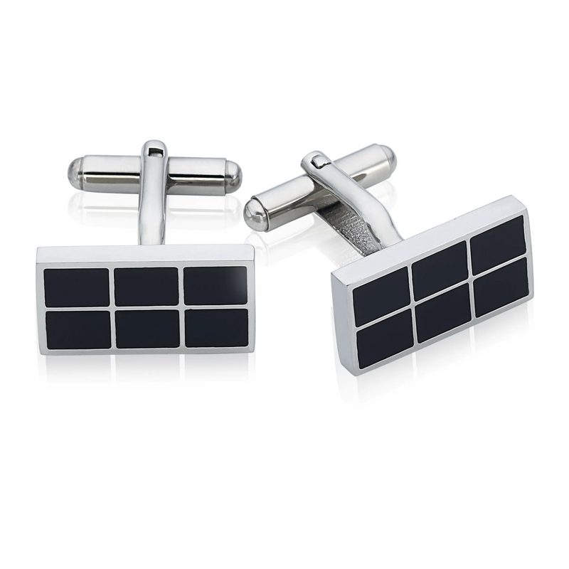 Stainless steel black enamel cufflinks