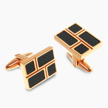 Rose Gold Plated Stainless Steel and carbon fiber Cufflinks
