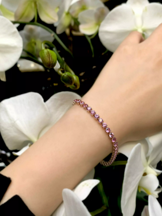 18ct rose gold Madagascan pink sapphires tennis bracelet
