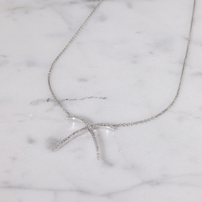 18ct white gold 0.18ct diamond cross necklace