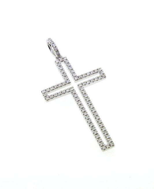 18ct white gold diamond set cross